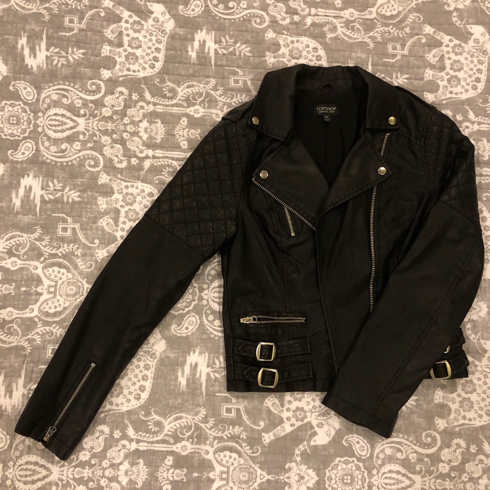 TOPSHOP Quilted Moto Jacket